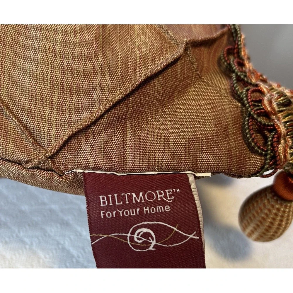 Biltmore For Your Home Throw Pillow set Balls & Fringe Red tan gold brown Lumbar
